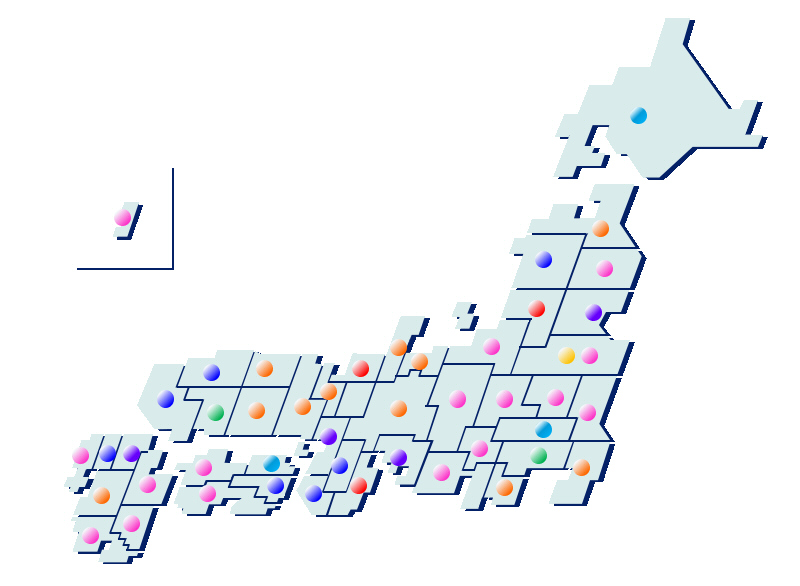 医療機器修理業許認可取得拠点の地図